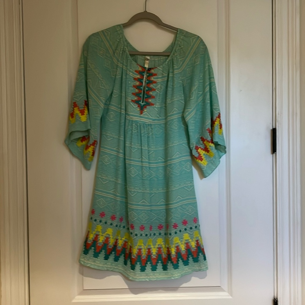 Uncle Frank Dress.  Aztec print.  Bell sleeve.